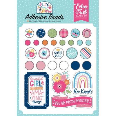 Echo Park Play All Day Girl Embellishments - Adhesive Brads